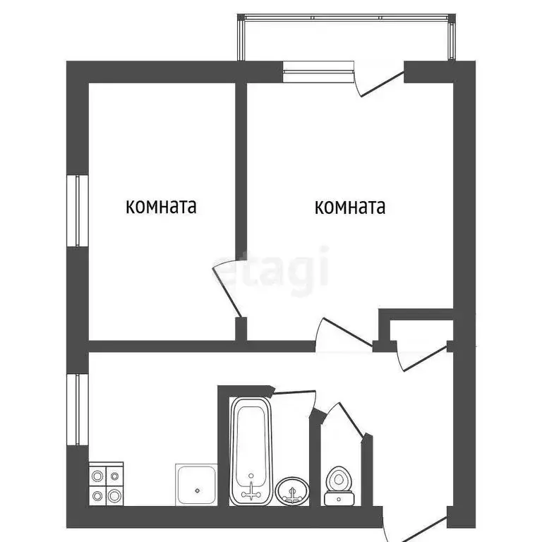 2-комнатная квартира: Ялуторовск, улица 40 лет Октября, 1 (38 м) - Фото 0