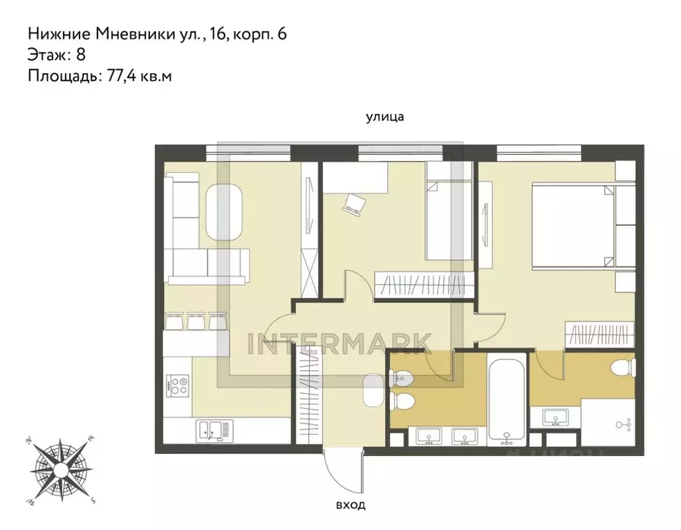 3-к кв. Москва ул. Нижние Мневники, 16к6 (77.4 м) - Фото 2