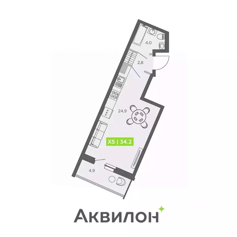 Студия Санкт-Петербург ул. Чирикова, 5 (34.2 м) - Фото 0