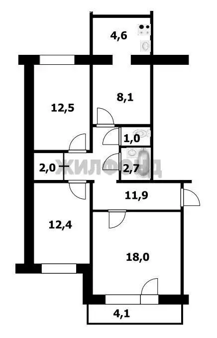 3-комнатная квартира: Новосибирск, Выставочная улица, 17 (69.5 м) - Фото 0