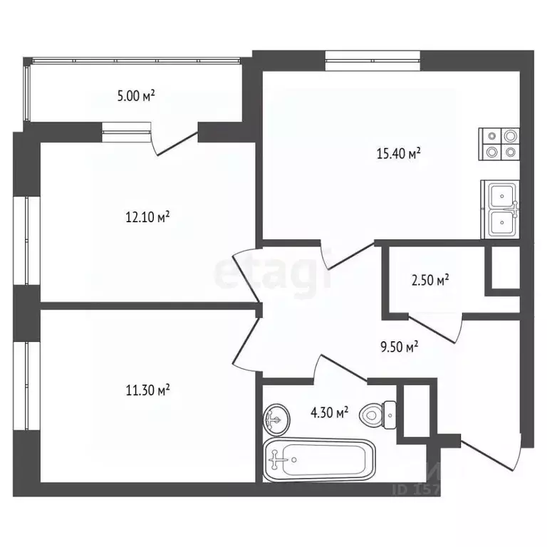 2-к кв. Санкт-Петербург Бокситогорская ул., 27 (57.0 м) - Фото 1
