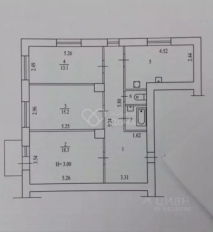 3-к кв. Волгоградская область, Волгоград ул. Дзержинского, 13 (83.1 м) - Фото 2