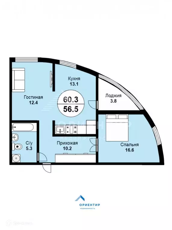 Продаётся 2-к квартира, 56.5 м - Фото 1