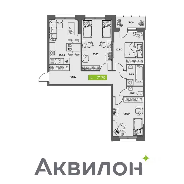 3-к кв. Архангельская область, Северодвинск  (71.79 м) - Фото 0