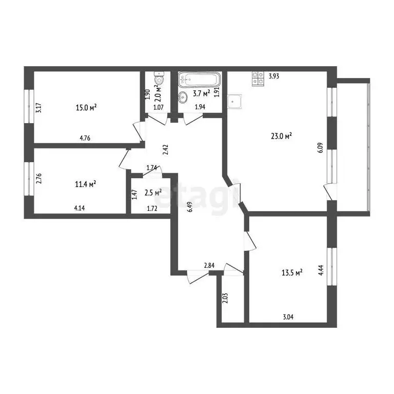 3-комнатная квартира: Тюмень, Суходольская улица, 14 (93.8 м) - Фото 1