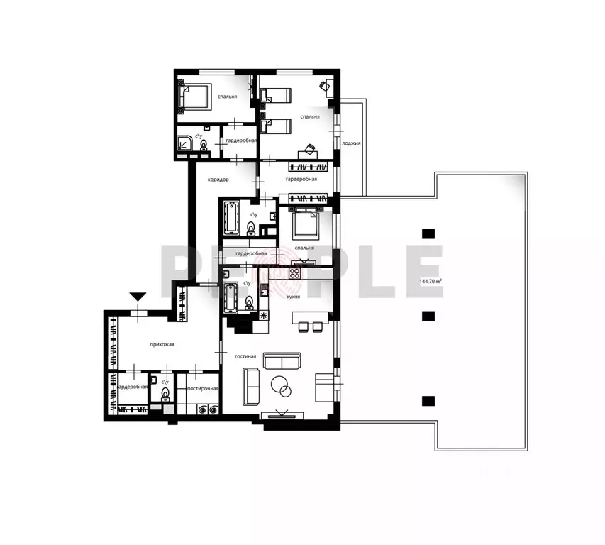 4-к кв. Москва Большой Строченовский пер., 9 (192.1 м) - Фото 1