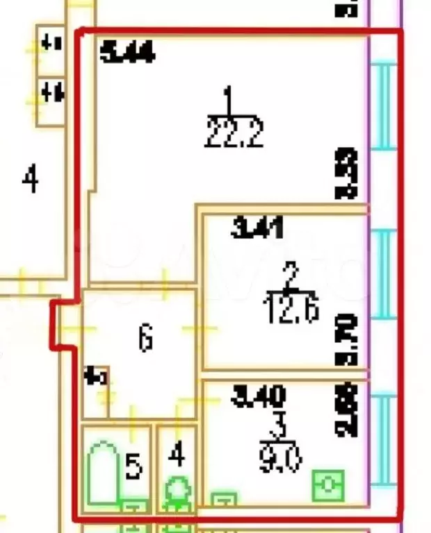 2-к. квартира, 54,4 м, 3/8 эт. - Фото 0