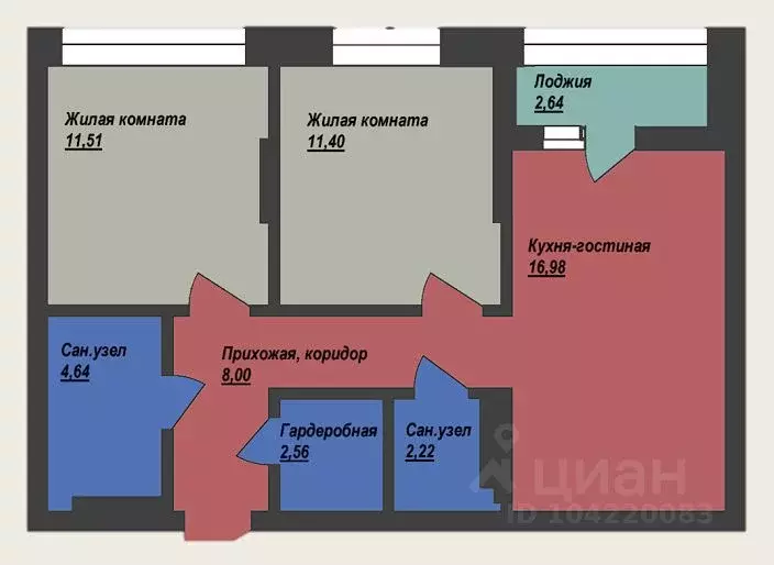 2-к кв. Ханты-Мансийский АО, Ханты-Мансийск ул. Объездная, 57 (59.9 м) - Фото 0