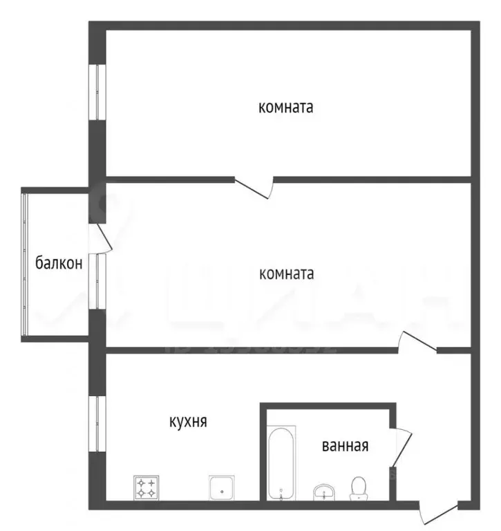 2-к кв. мурманская область, мурманск ул. капитана копытова, 21 (48.1 . - Фото 0