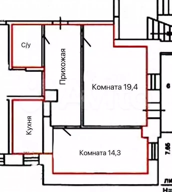 2-к. квартира, 54,6 м, 1/3 эт. - Фото 0
