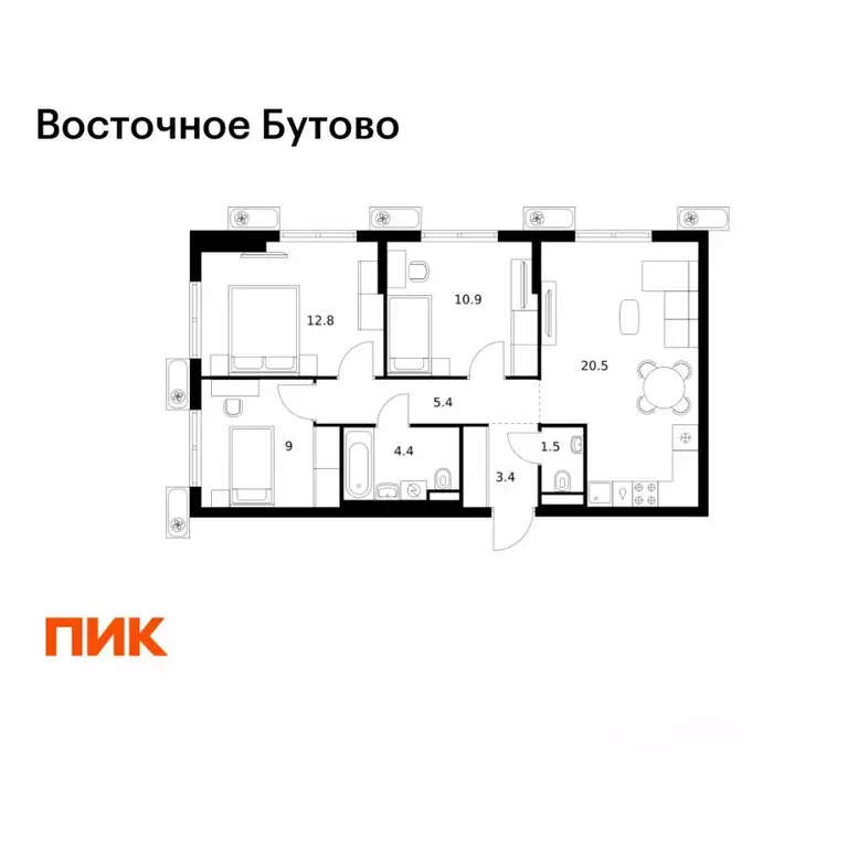 3-к кв. Московская область, Ленинский городской округ, Боброво пгт ... - Фото 1