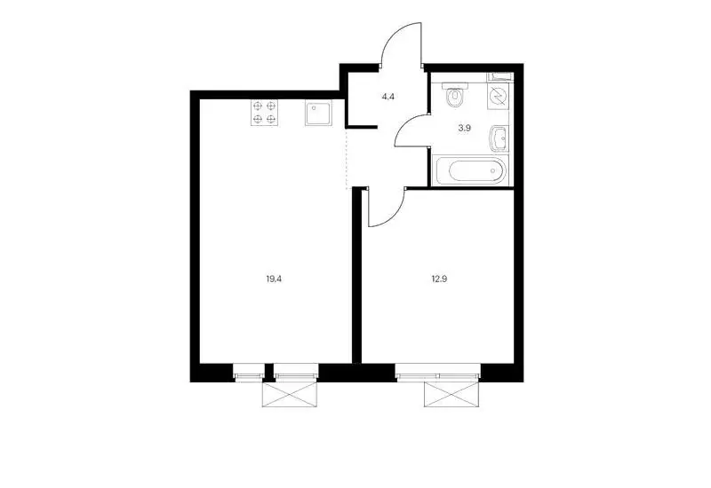 1-комнатная квартира: Тюмень, Полевая улица, 117к7 (39 м) - Фото 2