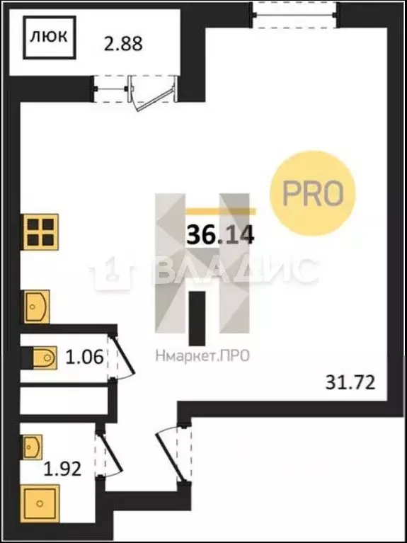 Студия Воронежская область, Воронеж ул. Антонова-Овсеенко, 35С (36.14 ... - Фото 1