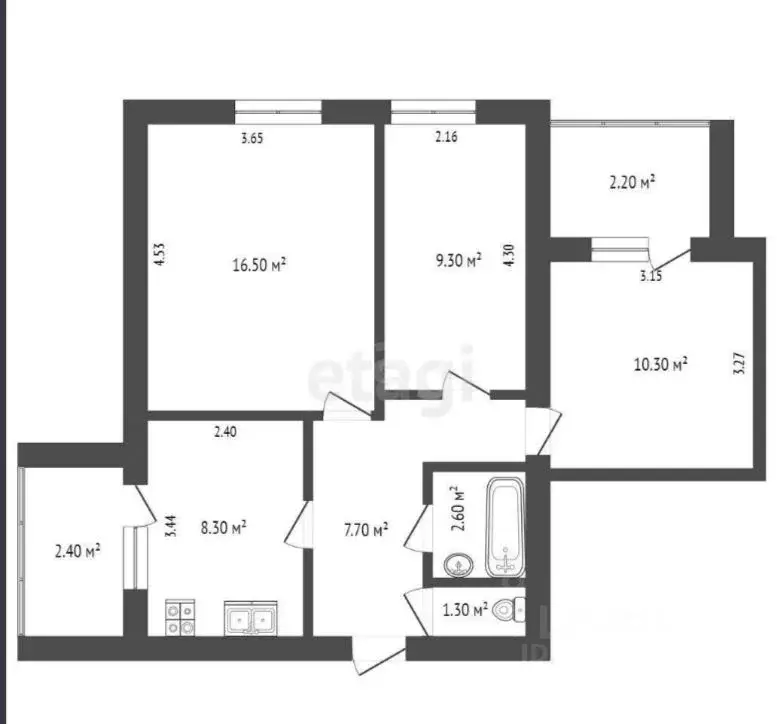3-к кв. Севастополь ул. Молодых Строителей, 8 (56.0 м) - Фото 2