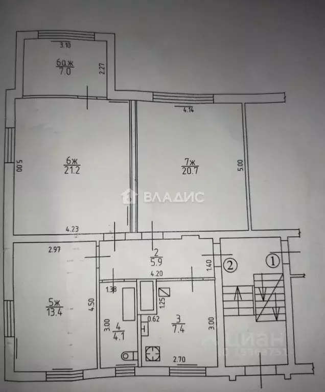 4-к кв. Калининградская область, Калининград просп. Мира, 149 (45.6 м) - Фото 1