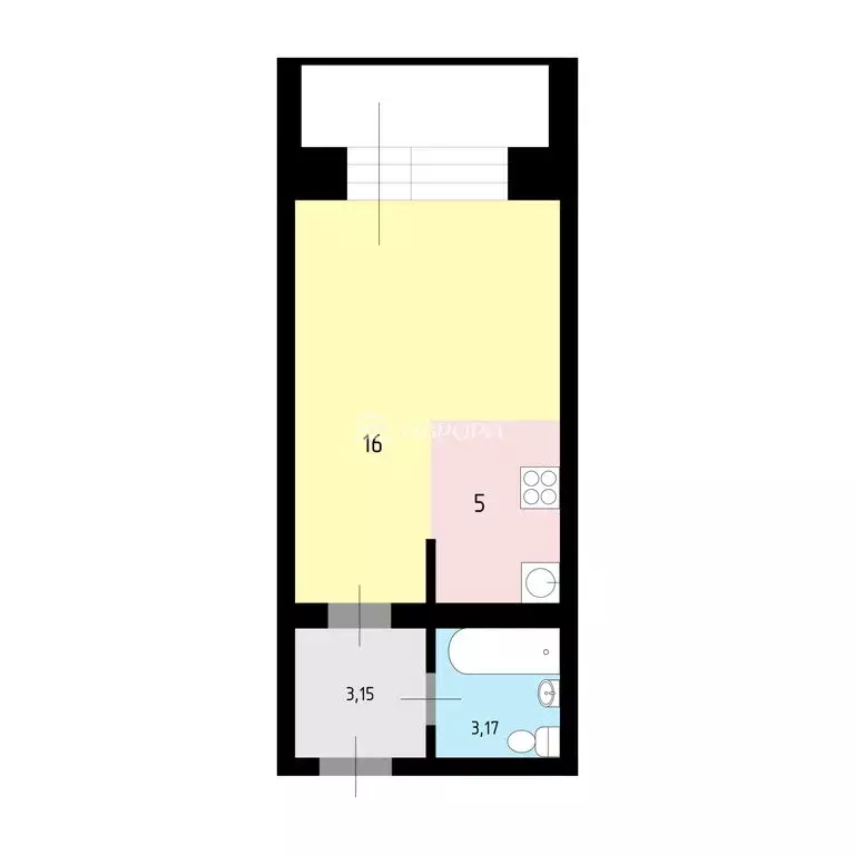 Квартира-студия: село Чигири, Чигиринская улица, 5 (27.7 м) - Фото 1