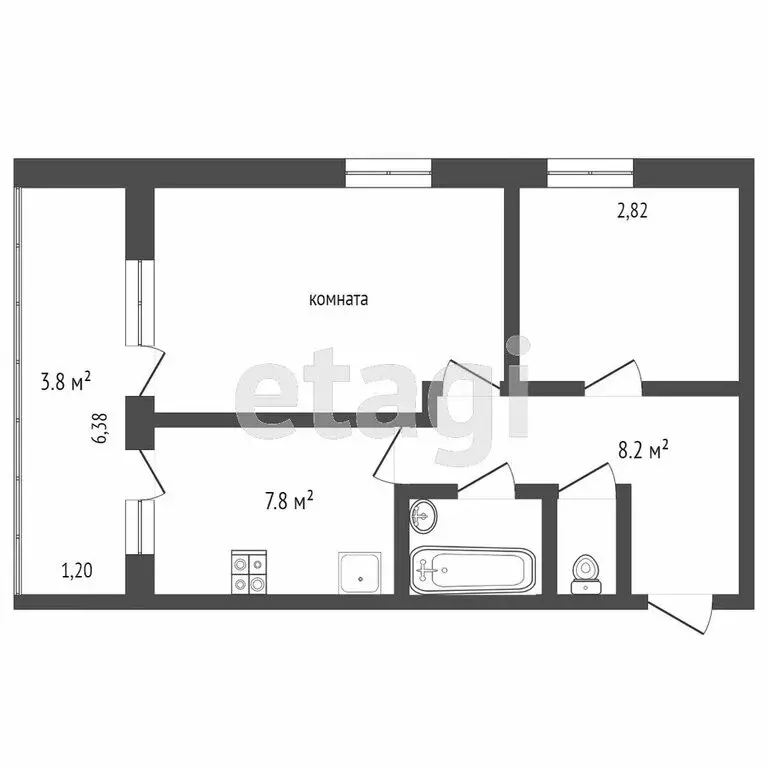 2-комнатная квартира: Ржев, улица 8 Марта, 32 (50 м) - Фото 1