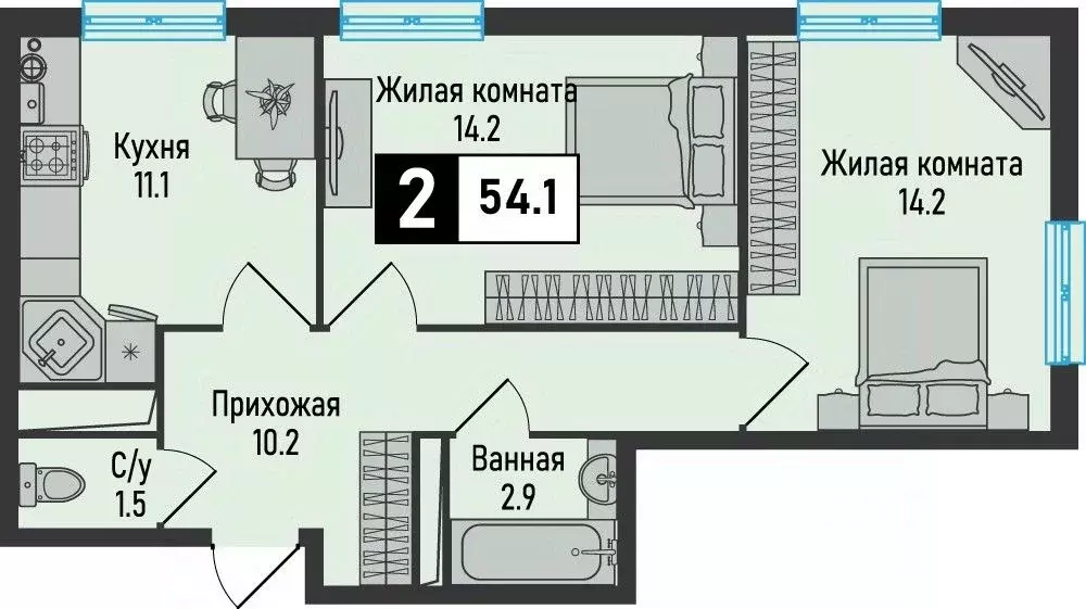 2-к кв. Ставропольский край, Железноводск городской округ, пос. ... - Фото 1