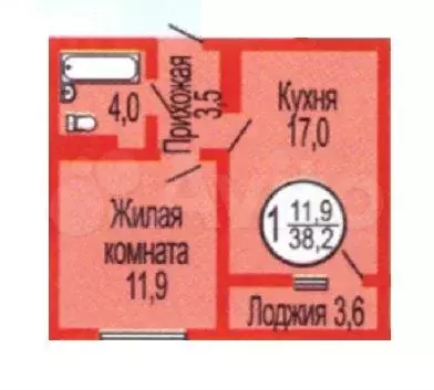 1-к. квартира, 40 м, 3/17 эт. - Фото 0