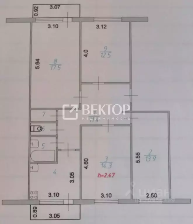 4-к кв. Ивановская область, Иваново Водонапорная ул., 19 (83.4 м) - Фото 1