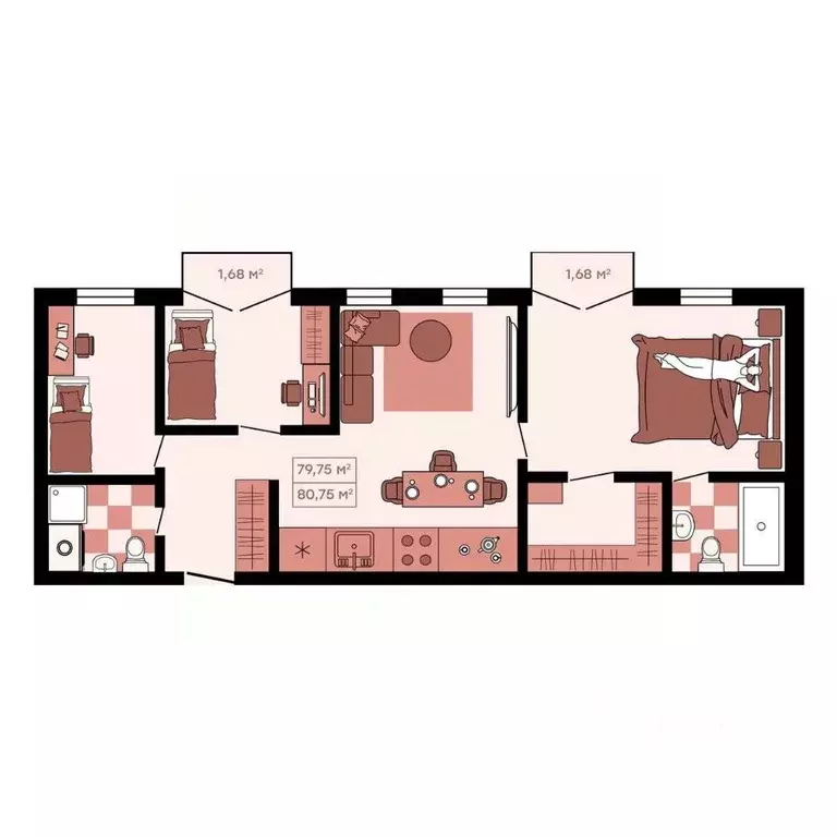 2-к кв. Приморский край, Владивосток Главная ул. (80.75 м) - Фото 1