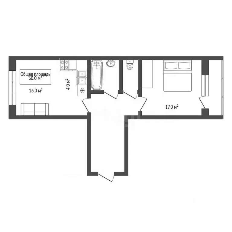 1-к кв. Новосибирская область, Новосибирск ул. Стофато, 5 (47.1 м) - Фото 2