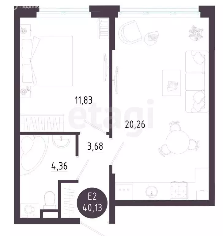 1-комнатная квартира: Тула, Пряничная улица, 5 (40.13 м) - Фото 1