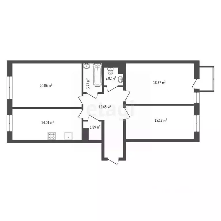 3-к кв. Красноярский край, Красноярск ул. Петра Подзолкова, 24 (88.55 ... - Фото 2