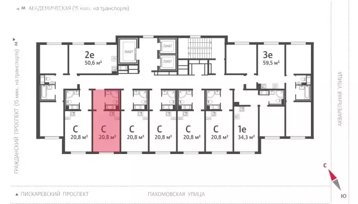 Квартира-студия: Санкт-Петербург, Пахомовская улица, 10к4 (20.8 м) - Фото 1