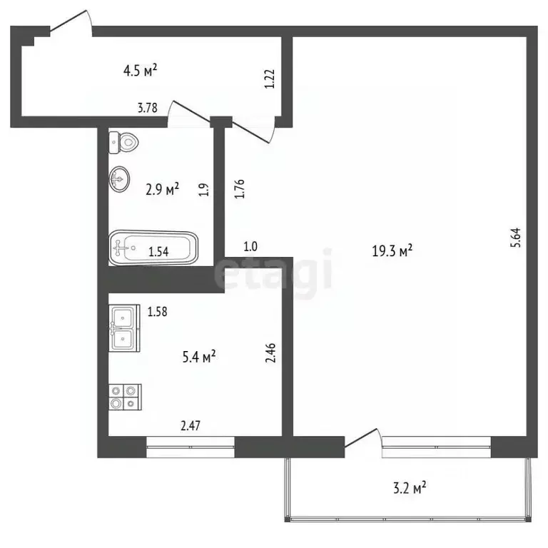 1-к кв. Самарская область, Самара Аэродромная ул., 93 (32.0 м) - Фото 2
