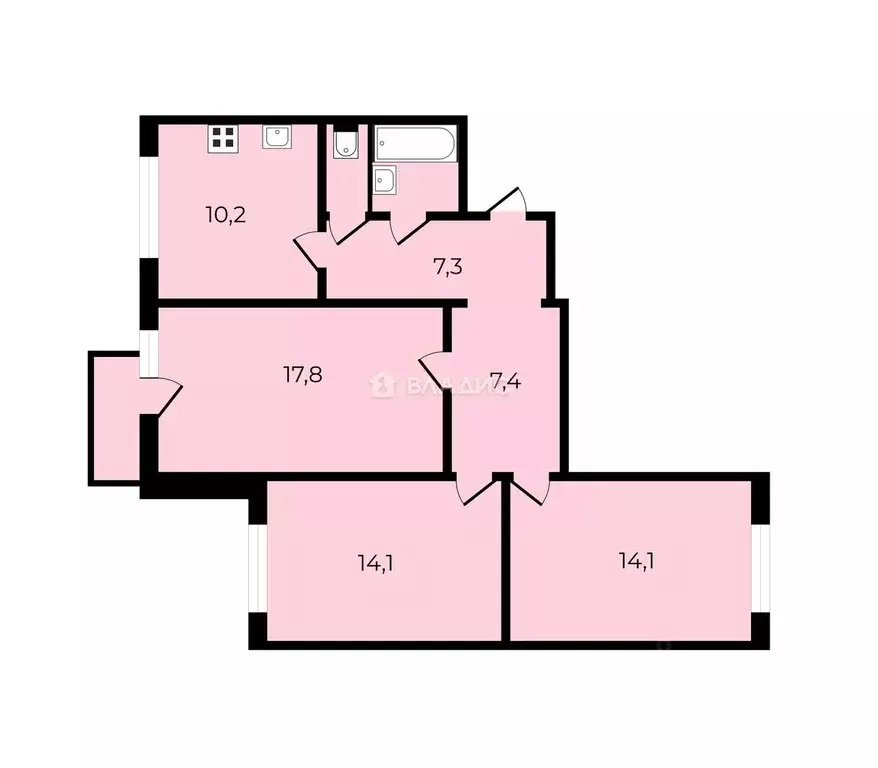 3-к кв. Москва Нагатинская наб., 40/1 (74.9 м) - Фото 2