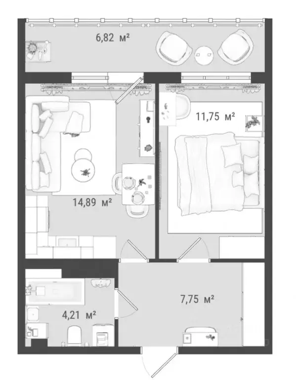 2-к кв. Томская область, Томск ул. Войкова, 51 (45.0 м) - Фото 1