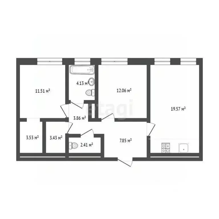 2-к кв. Тюменская область, Тюмень ул. Николая Машарова, 4 (69.0 м) - Фото 1