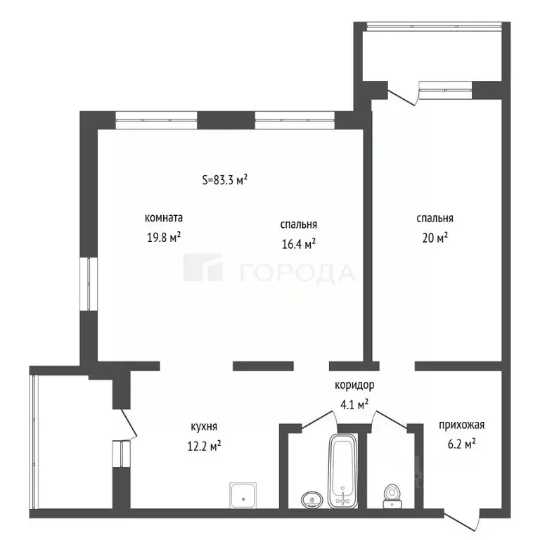 3-к кв. Алтайский край, Барнаул просп. Энергетиков, 24 (83.3 м) - Фото 2