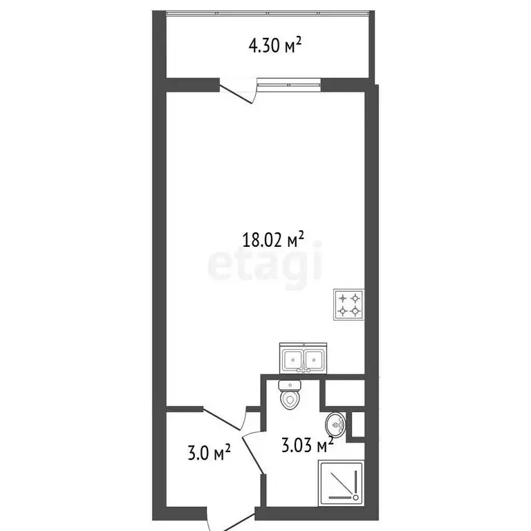 Квартира-студия: Санкт-Петербург, Фарфоровская улица, 7к2 (24 м) - Фото 1