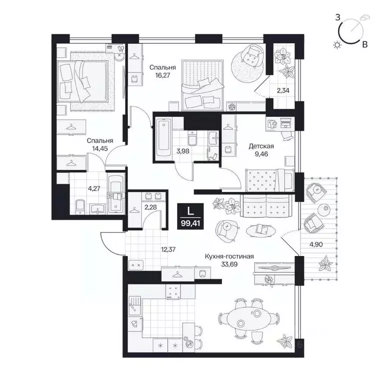 3-к кв. Волгоградская область, Волгоград просп. Имени В.И. Ленина, 59Г ... - Фото 1