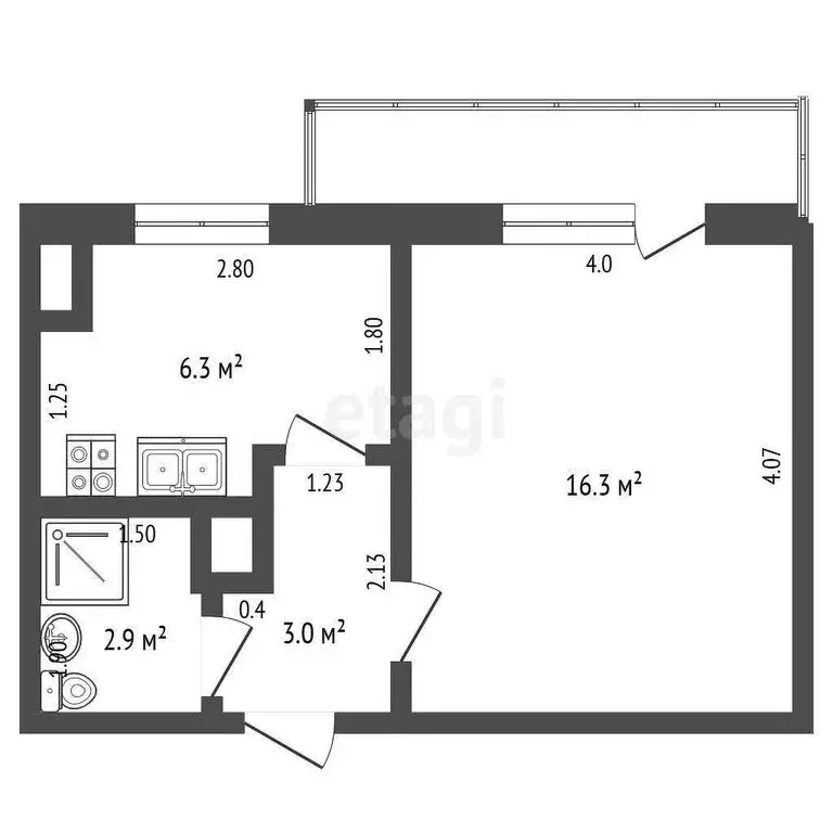 1-комнатная квартира: Симферополь, улица Миллера, 60 (30.5 м) - Фото 0