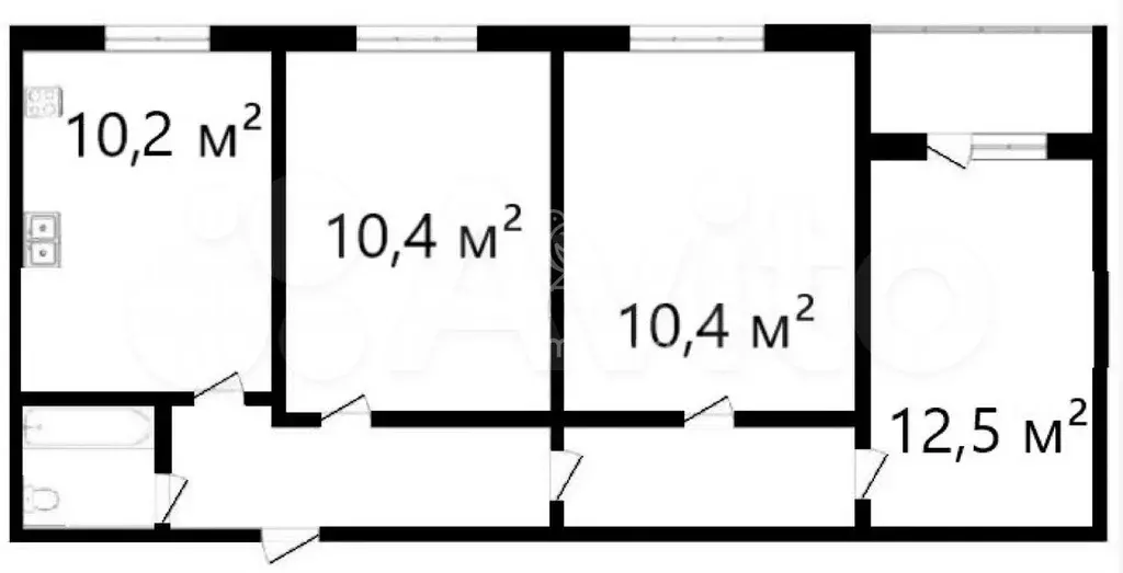 3-к. квартира, 57,9 м, 8/9 эт. - Фото 1