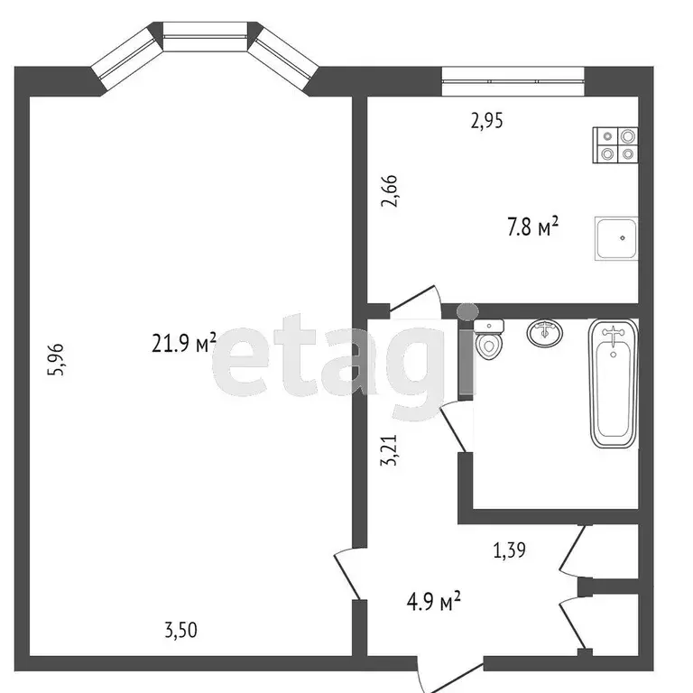 Квартира, 1 комната, 39.9 м - Фото 0