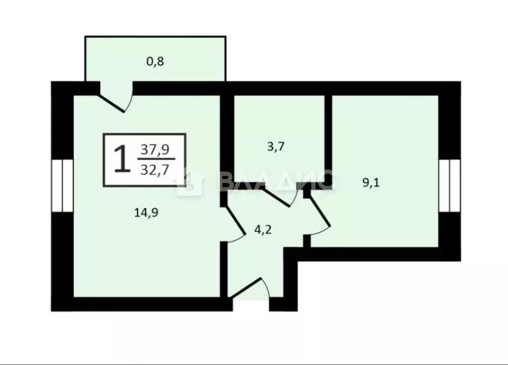 1-к кв. Вологодская область, Вологда ул. Летчика Каберова, 3А (31.9 м) - Фото 1