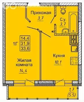 1-комнатная квартира: Новосибирск, улица Бородина, 54 (37.4 м) - Фото 0