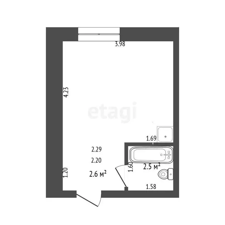 Квартира-студия: Тюмень, улица Бабарынка, 65 (21.3 м) - Фото 1
