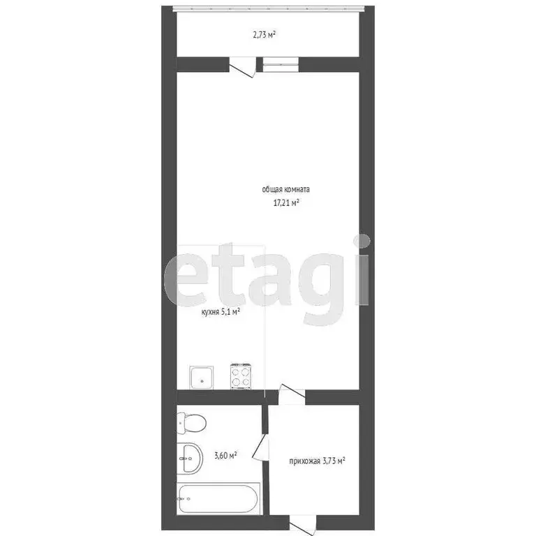 Квартира-студия: Пенза, улица Генерала Глазунова, 3 (30 м) - Фото 0