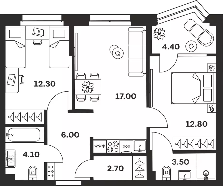 2-к кв. Тульская область, Тула ул. Михеева, 9А (62.8 м) - Фото 1