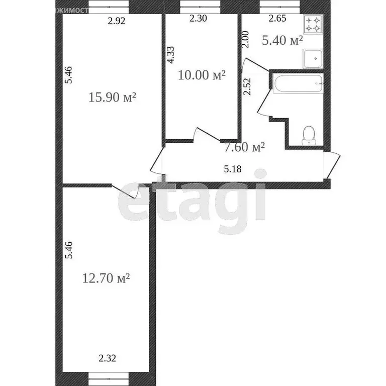 3-комнатная квартира: Ишим, Малая Садовая улица, 47 (55 м) - Фото 1