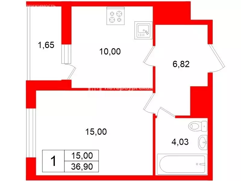 1-комнатная квартира: Бугры, Нижняя улица, 5к3 (36.9 м) - Фото 1
