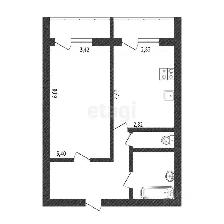 1-к кв. Белгородская область, Белгород ул. Буденного, 17в (48.6 м) - Фото 1
