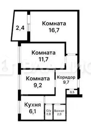 3-к кв. Москва Шипиловский проезд, 43К3 (59.0 м) - Фото 2