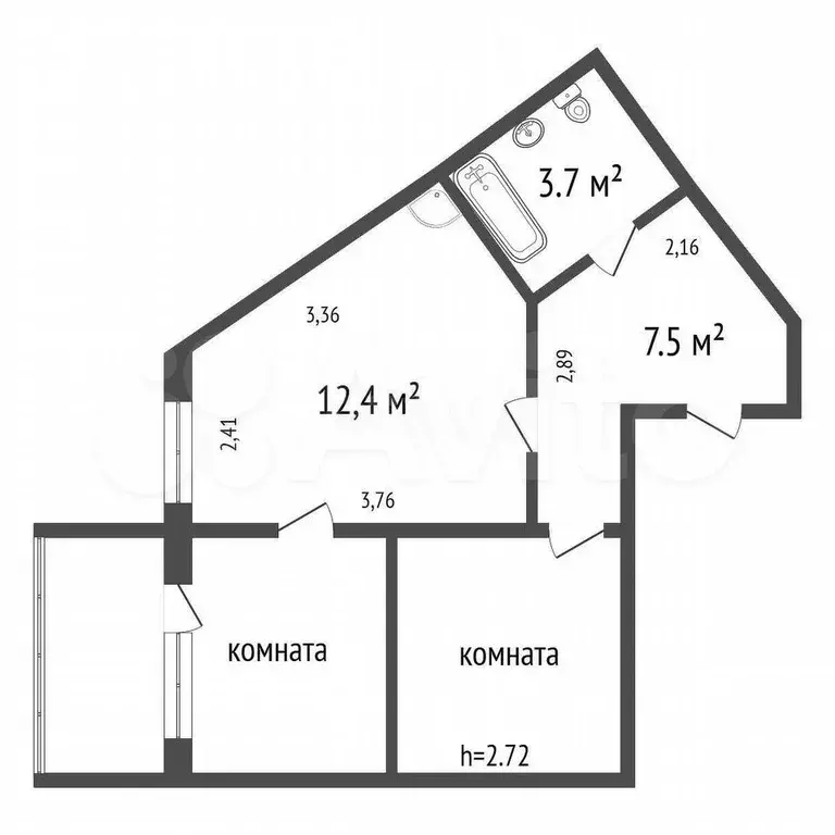 2-к. квартира, 39 м, 2/9 эт. - Фото 0