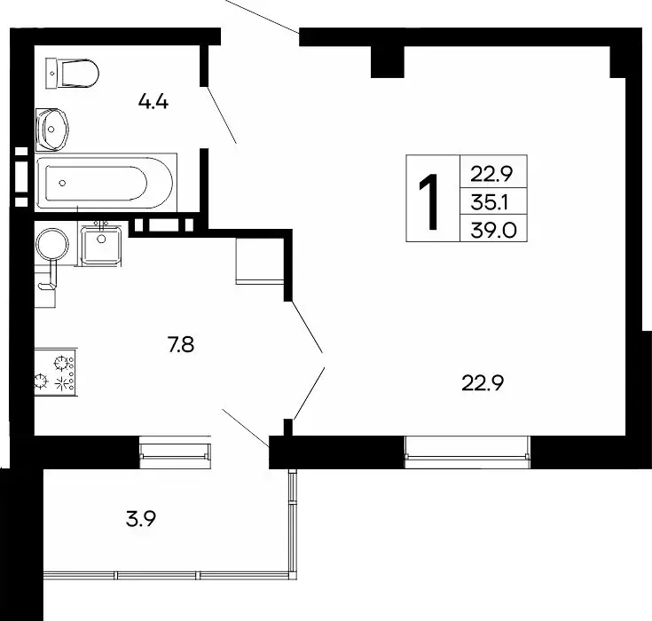 1-комнатная квартира: Феодосия, ш. Симферопольское (39 м) - Фото 0
